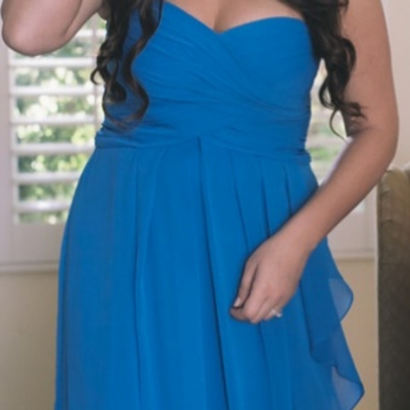 Crinkle Chiffon Dress with Cascade Skirt - Picture 3 of 5